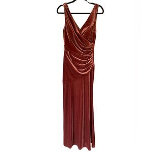 Revelry Dawson Terracotta Velvet Bridesmaid Dress
